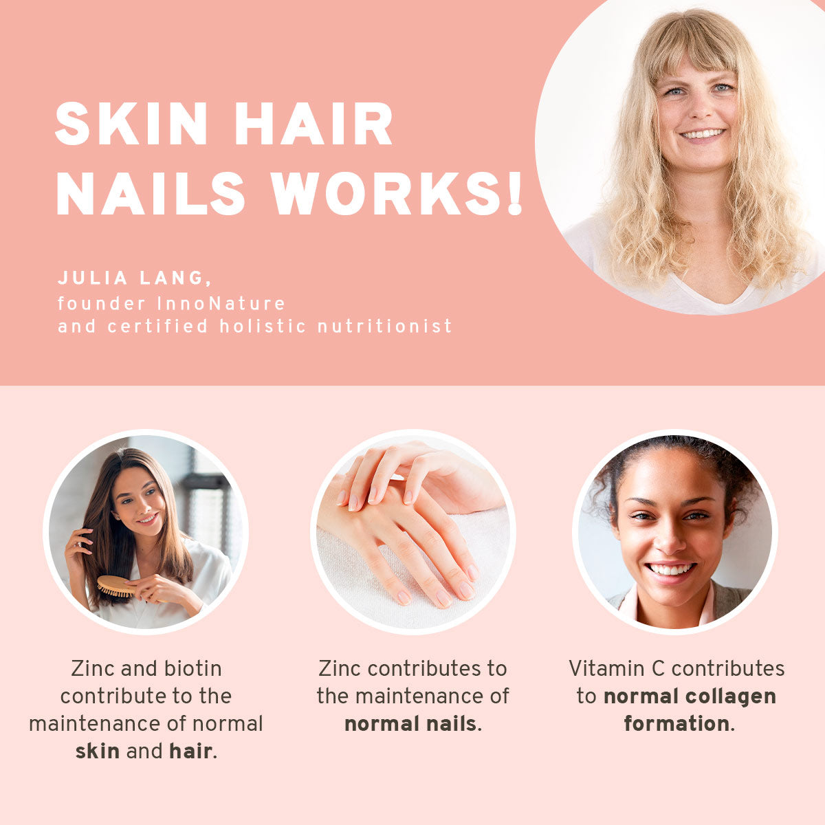 Skin Hair Nails: Bamboo, Nettle, Hyaluronic Acid, Vitamin E, Biotin, Zinc